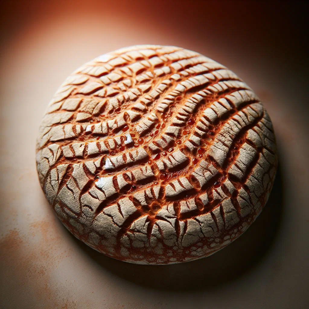 Freshly baked round Aish Baladi flatbread on a wooden board