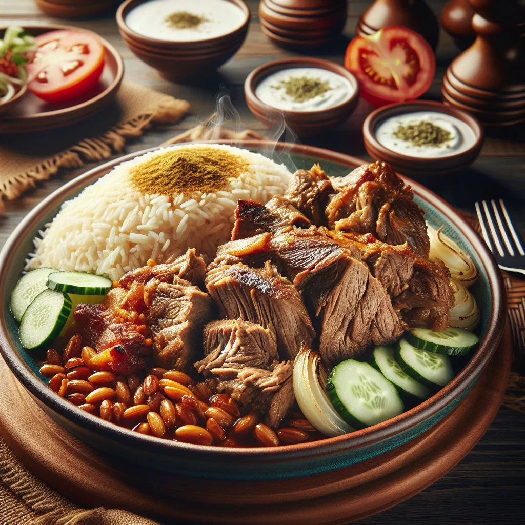 Tender lamb served over spiced basmati rice with fresh herbs