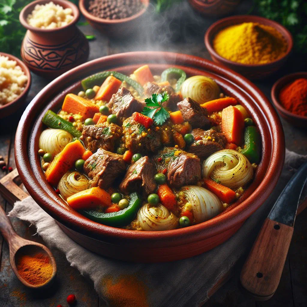 Slow-cooked lamb tagine with chickpeas, carrots and fresh herbs