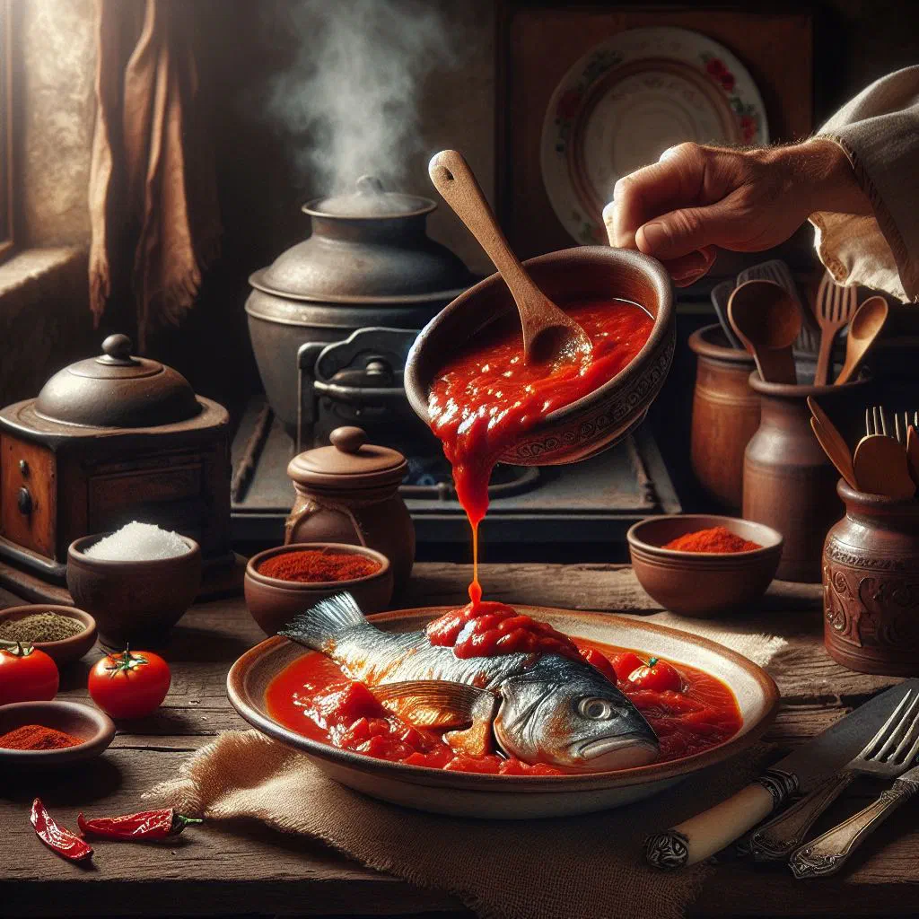 Fillet of fish simmered in a rich Senegalese tomato sauce with peppers and herbs