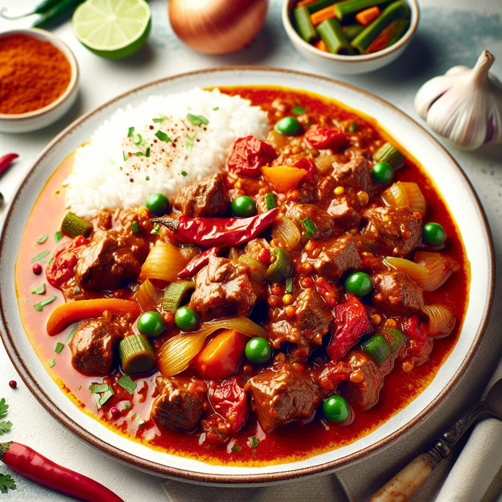 Senegalese thiou curry with fish, vegetables and a rich spiced sauce