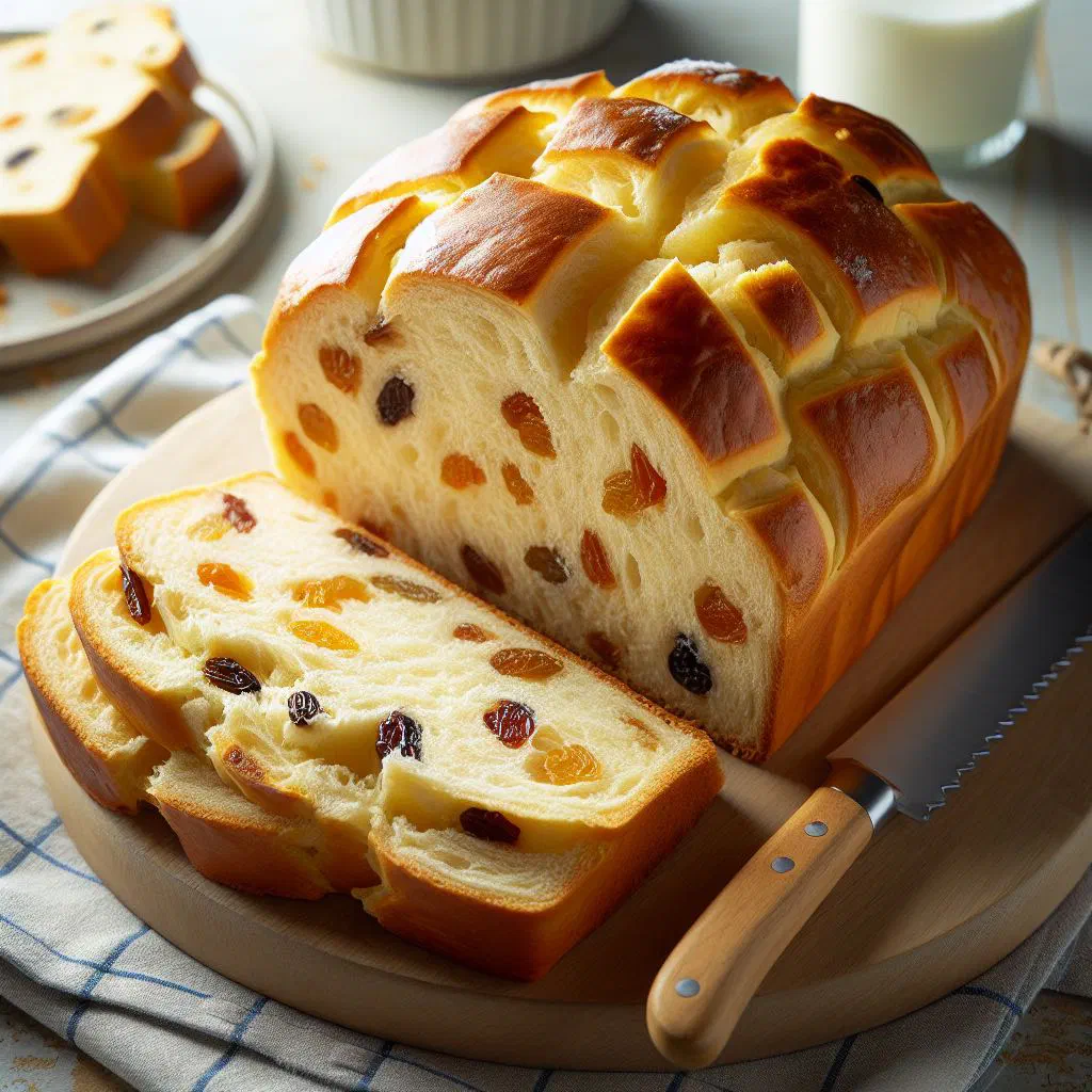 Golden loaf of Serbian Komisbrot filled with cheese and ham