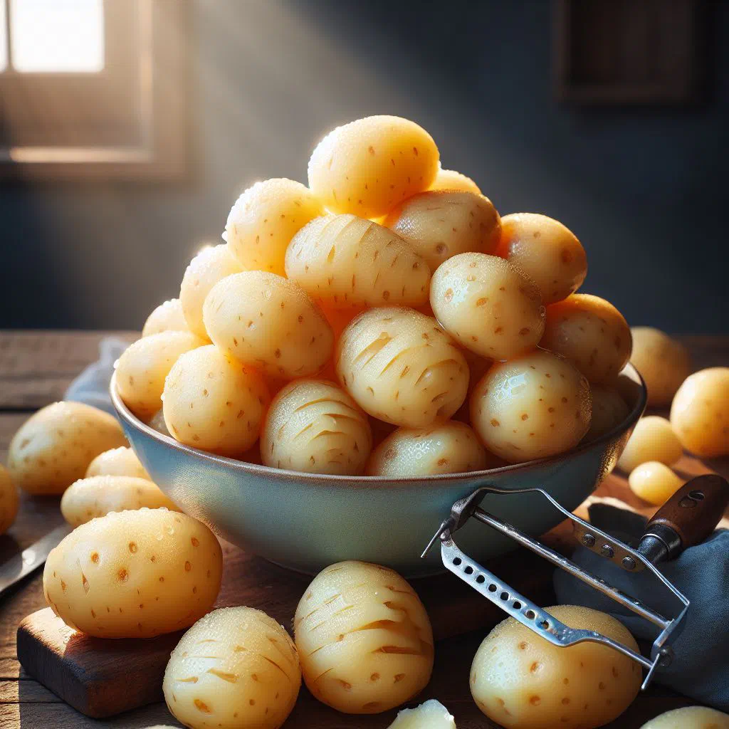 A bowl of creamy Serbian mashed potatoes topped with a knob of butter