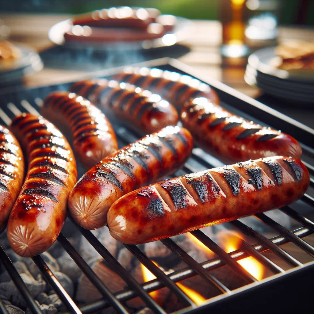 Grilled Serbian sausages served hot with fresh bread