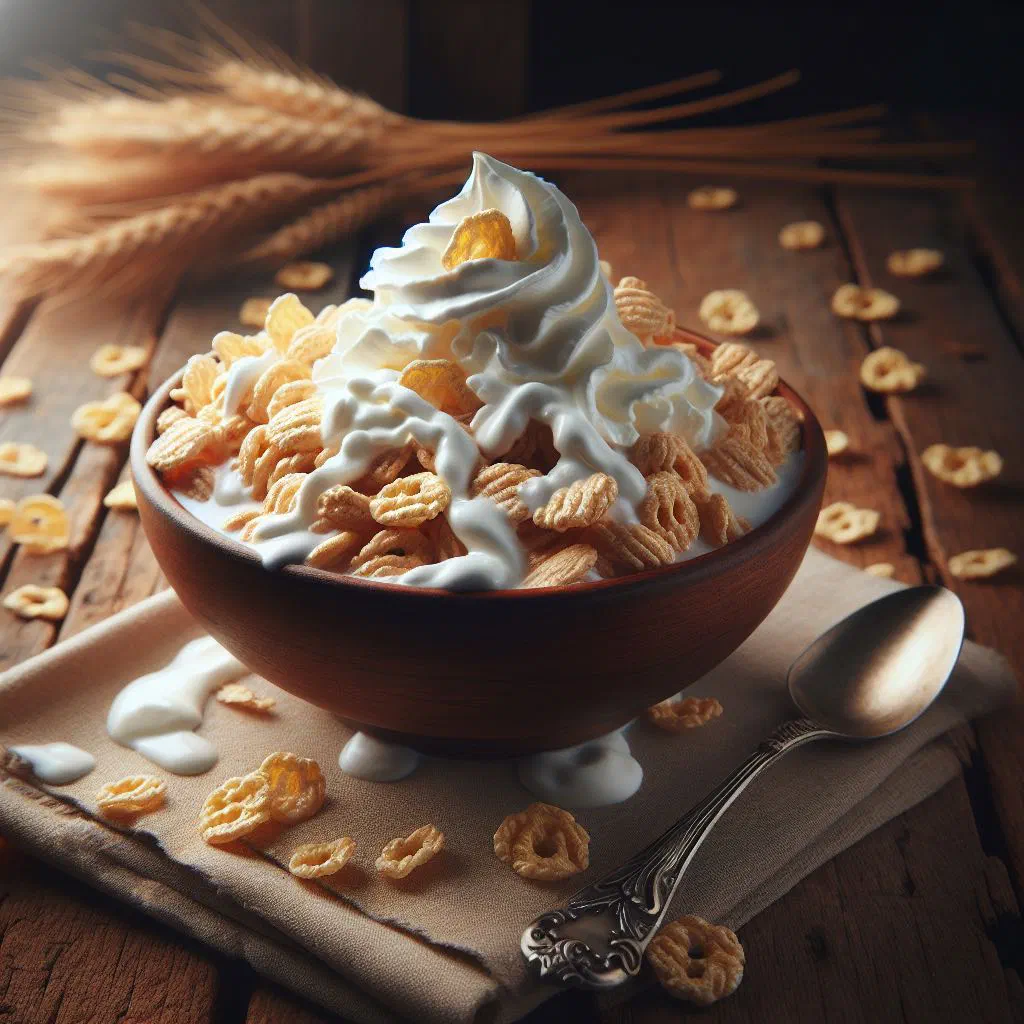 Žito sa šlagom, sweet boiled wheat topped with whipped cream in a glass