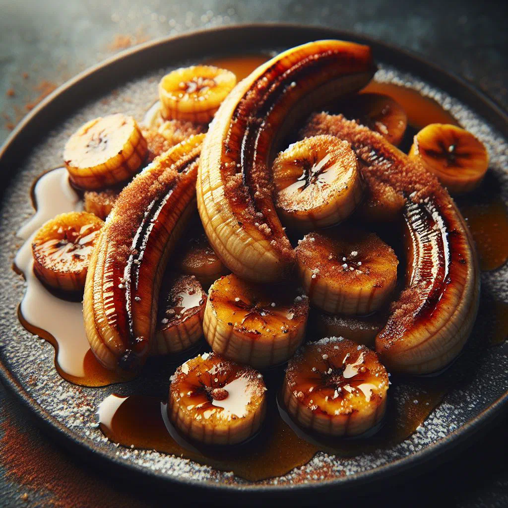 Golden cinnamon-glazed banana slices in a glossy honey butter sauce