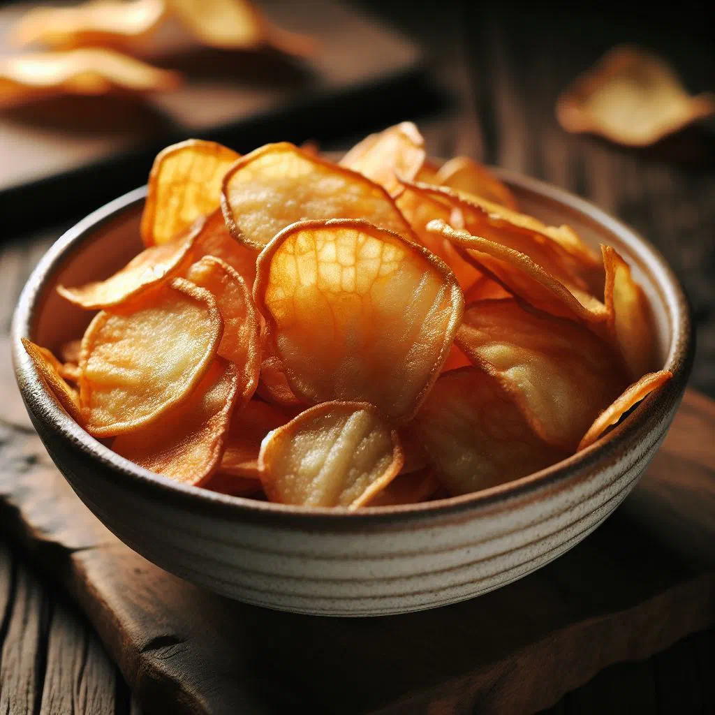 Golden fried cassava chips seasoned with salt and pepper