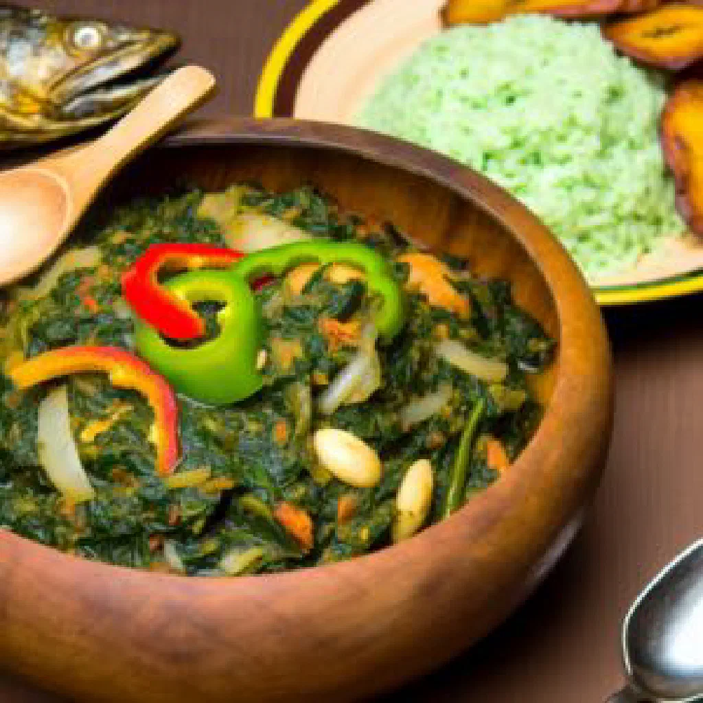 Krain krain leafy stew served with a mound of pounded yam