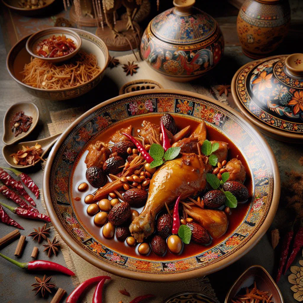 Ayam buah keluak chicken stew with dark keluak nuts in a rich coconut sauce