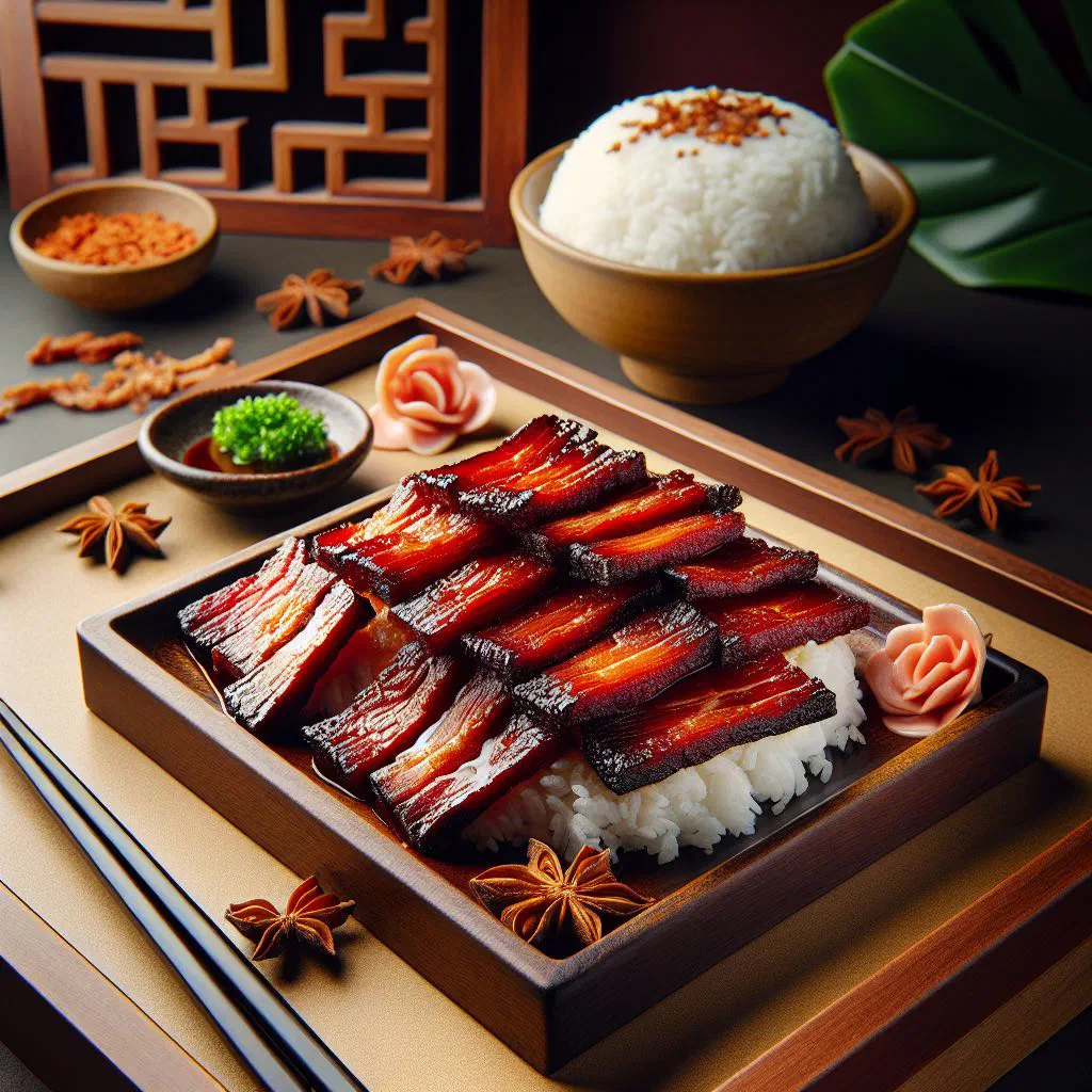 Glossy grilled slices of sweet-savoury bakkwa dried pork