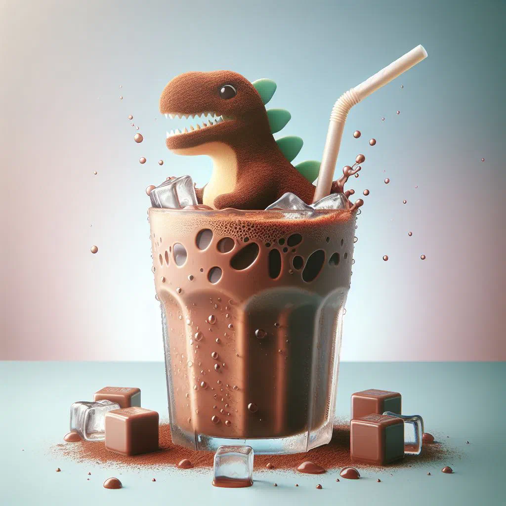 Iced Milo Dinosaur topped with a thick layer of Milo powder