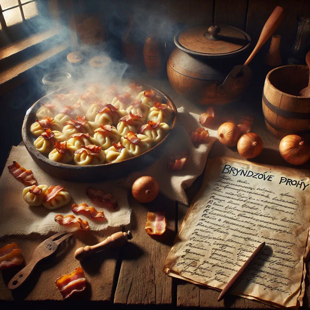 Bryndzové pirohy dumplings served with sour cream