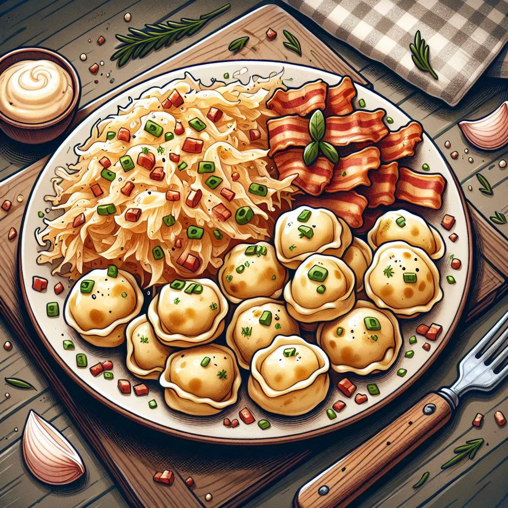 Kapustové Halušky — potato dumplings with sauerkraut and caramelised onions