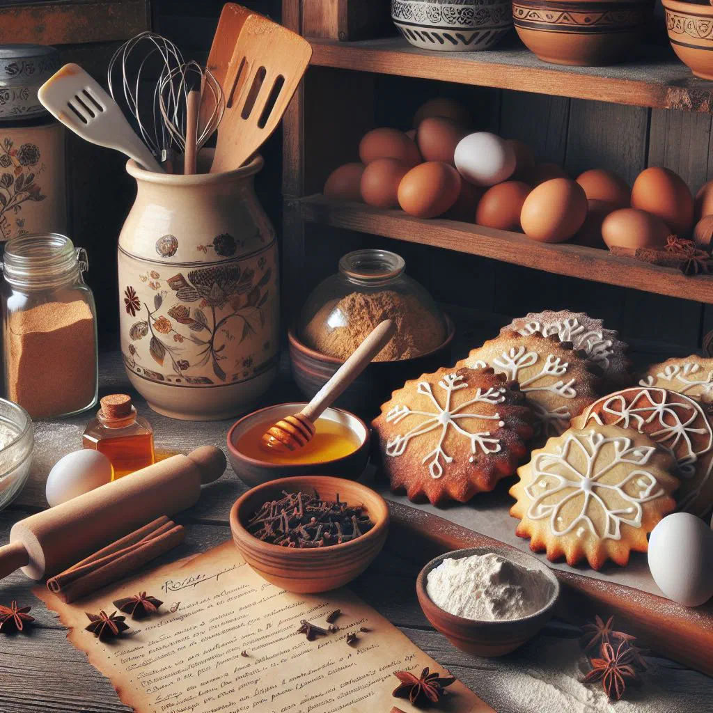 Decorated Slovak medovníky honey gingerbread biscuits on a plate