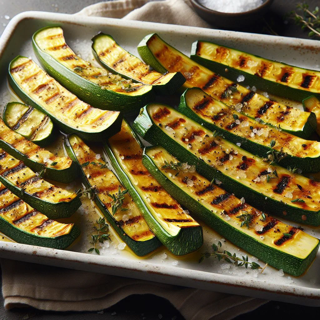 Golden oven-roasted courgette slices with herbs and melted cheese