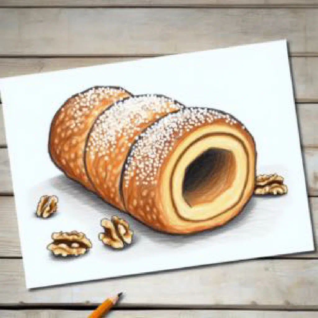 Golden spiral trdelník pastry dusted with cinnamon sugar