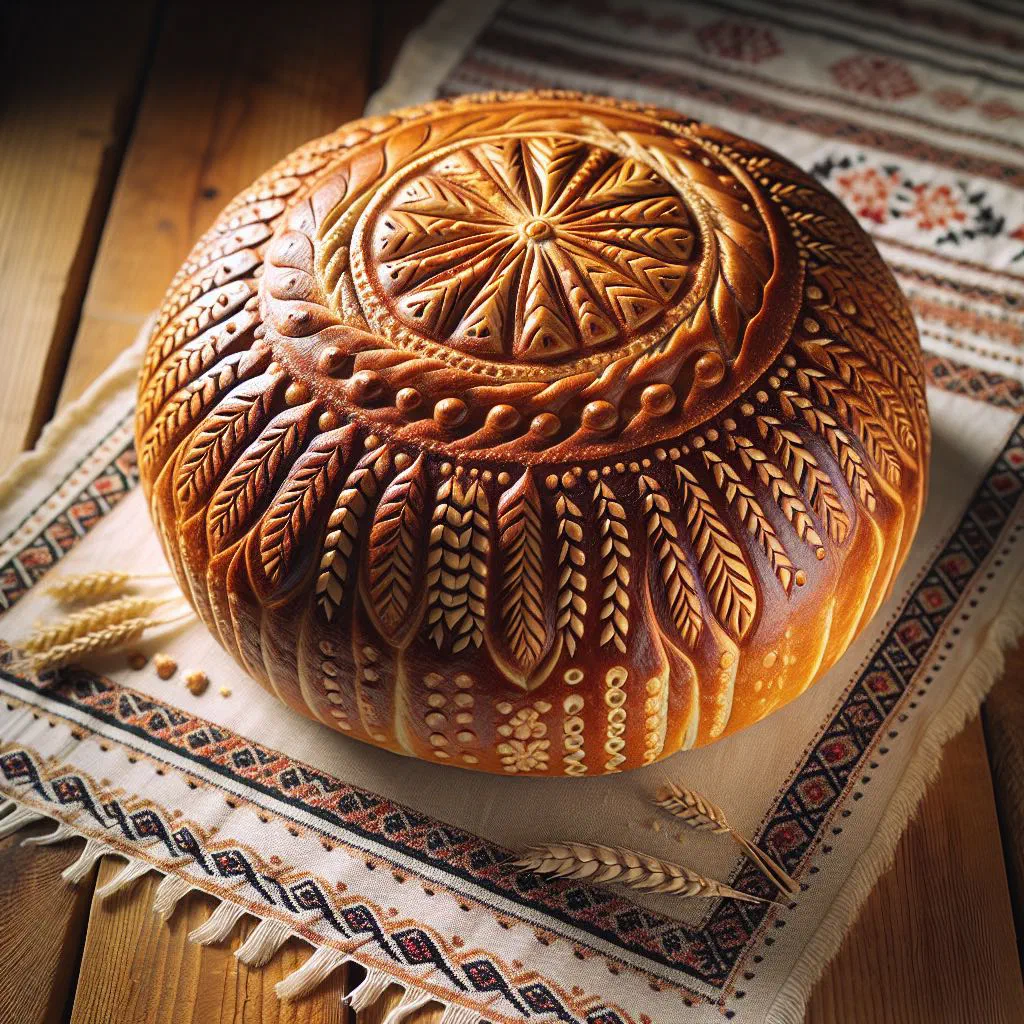 Golden Belokranjska Pogača flatbread scored into squares and sprinkled with seeds