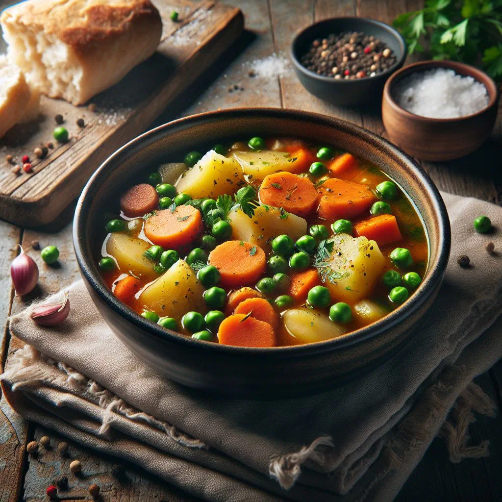 A bowl of Slovenian lentil soup garnished with fresh parsley