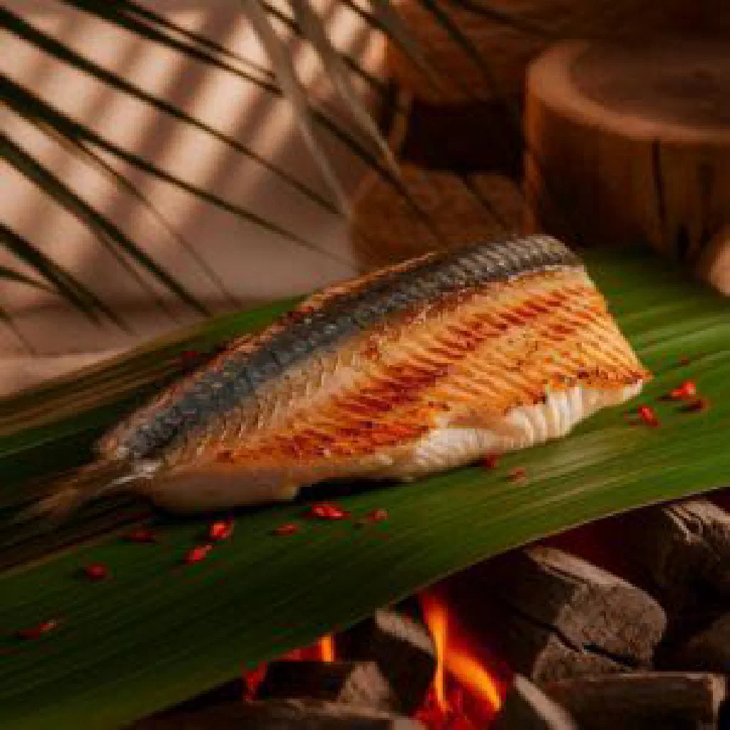 Chargrilled reef fish fillets with grilled vegetables and fresh herbs