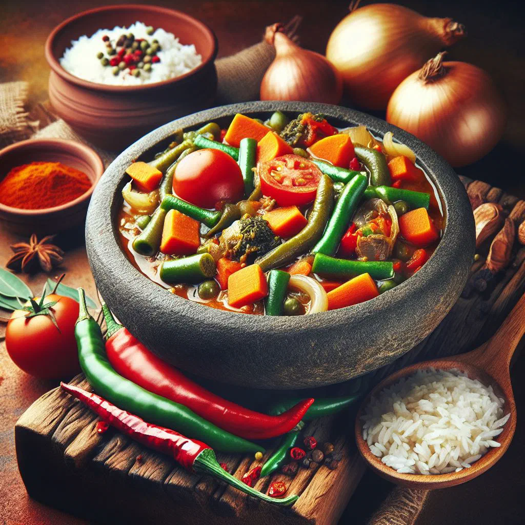 Bowl of Somali vegetable soup with carrots, courgette and fresh parsley