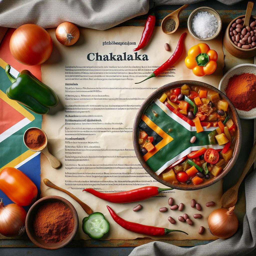 A colourful bowl of chakalaka vegetable relish with beans and peppers