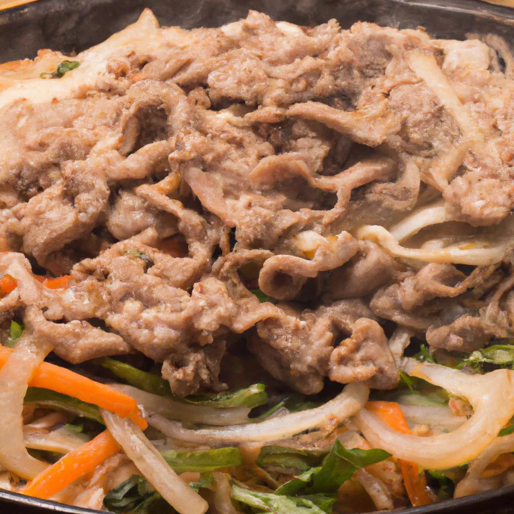 Thinly sliced marinated bulgogi beef garnished with toasted sesame seeds