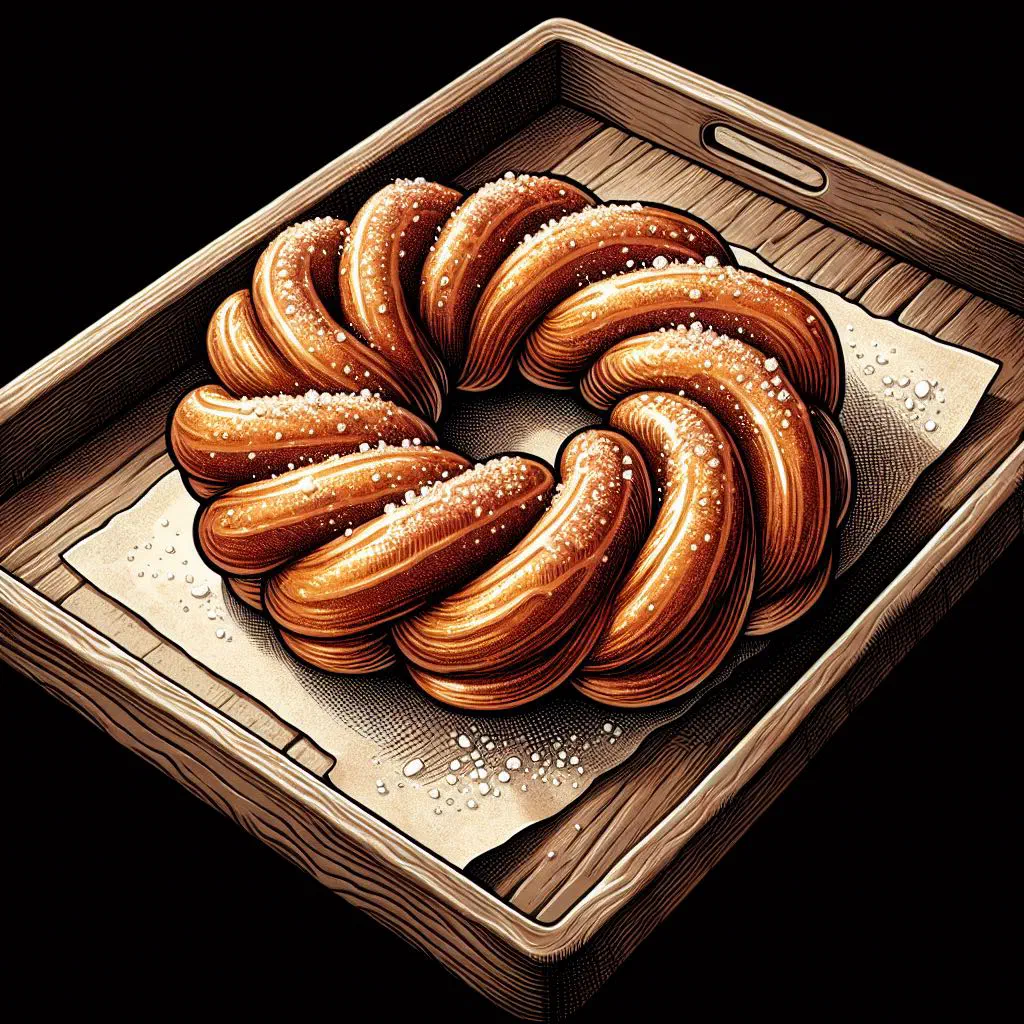 Twisted Korean kkwabaegi doughnuts dusted with sugar