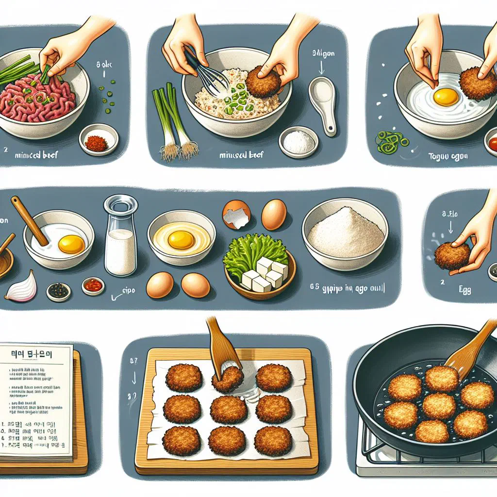 Golden pan-fried Wanja Jeon pancakes filled with vegetables and meat