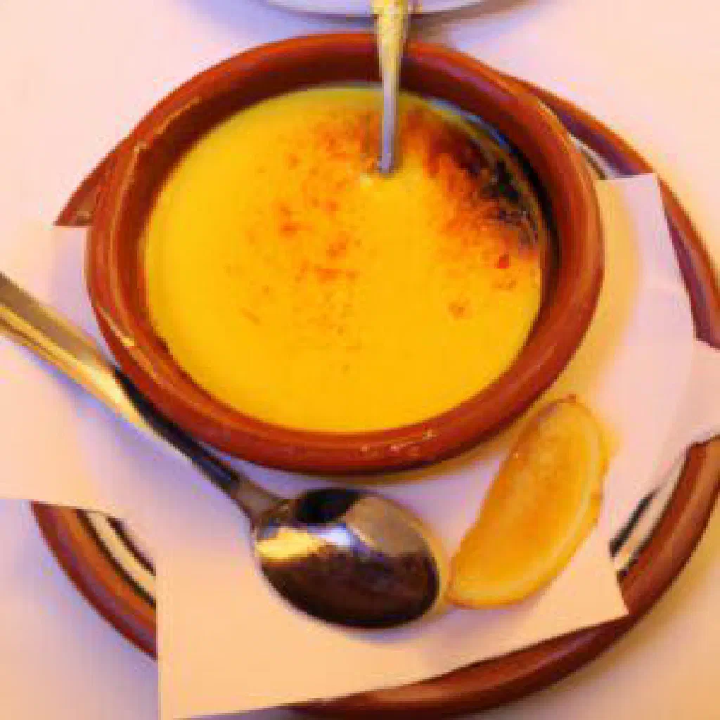 Crema catalana with a glossy caramelised sugar crust in a small dish