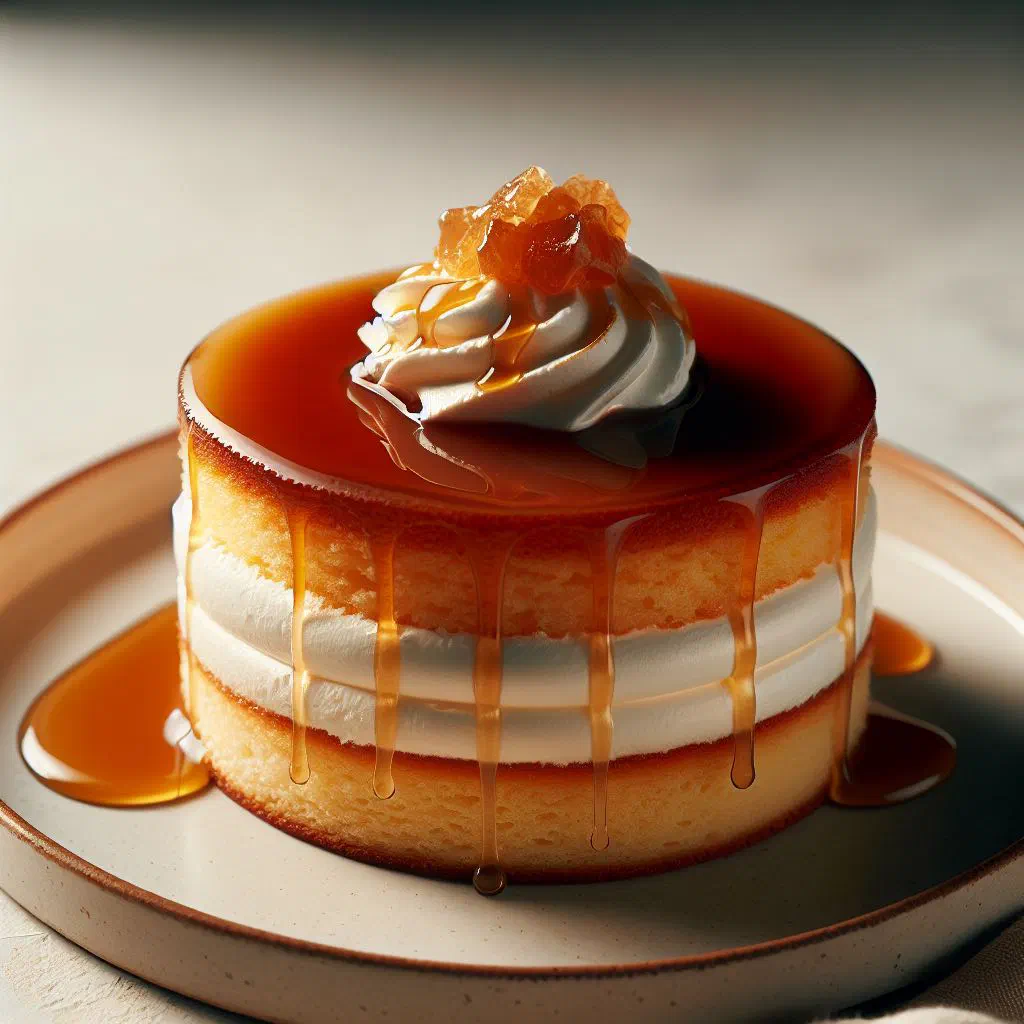 Layered Goxua dessert with cream, vanilla custard and caramelised top