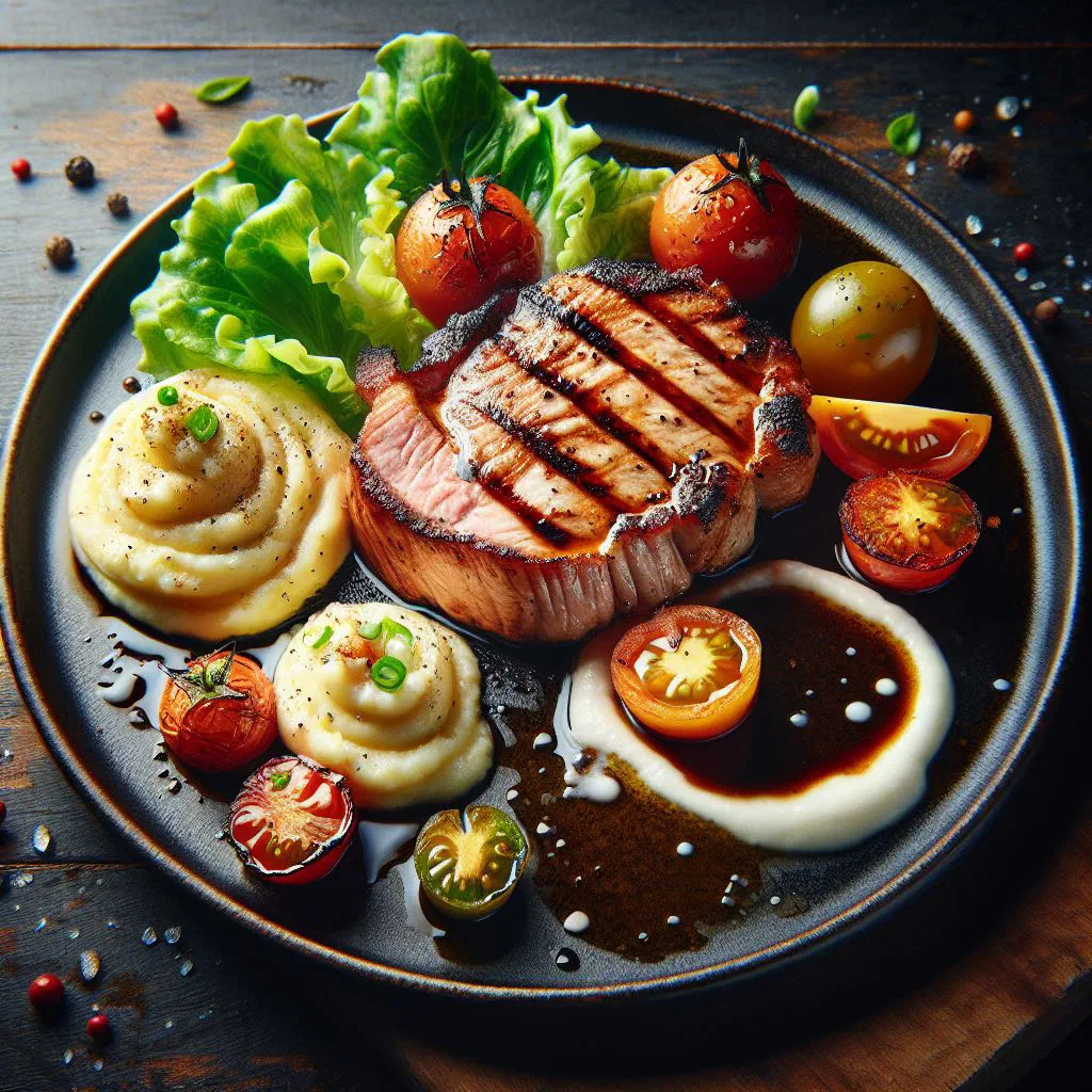 Grilled pork loin slices garnished with fresh parsley on a plate