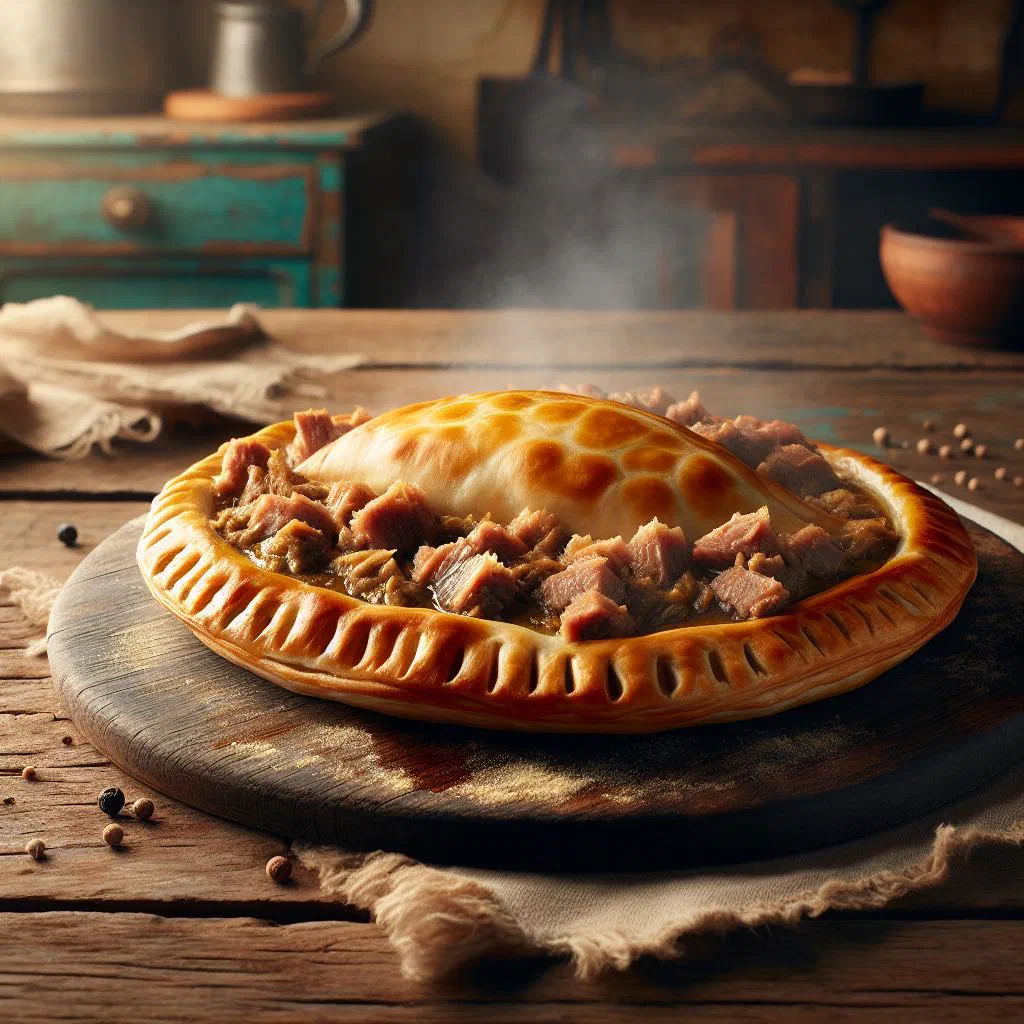 Golden baked Spanish tuna empanada with a flaky crust