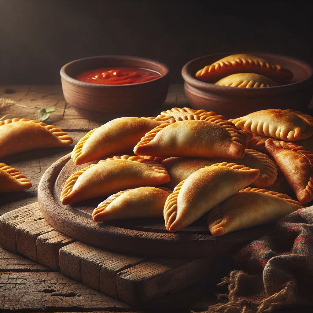 Golden baked tuna empanadillas on a plate