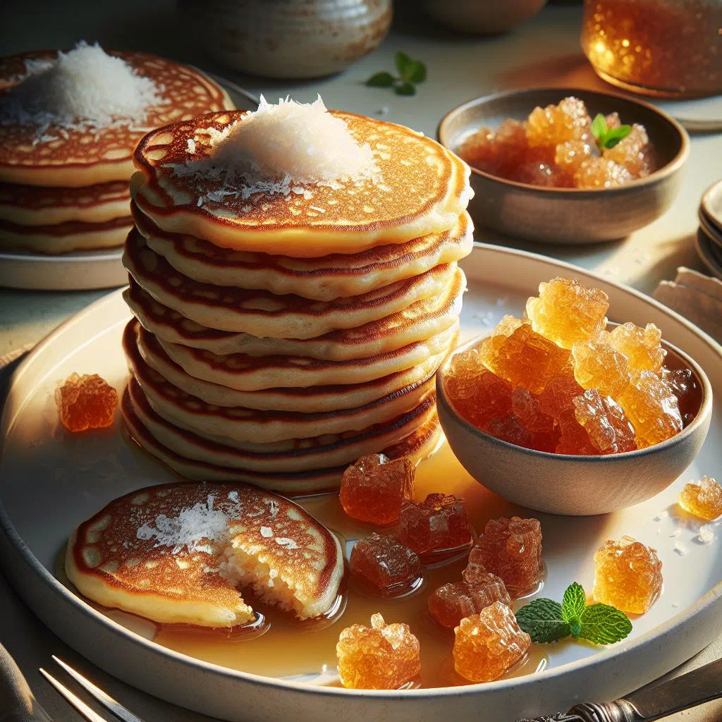 Rolled Sri Lankan coconut pancakes filled with sweet jaggery