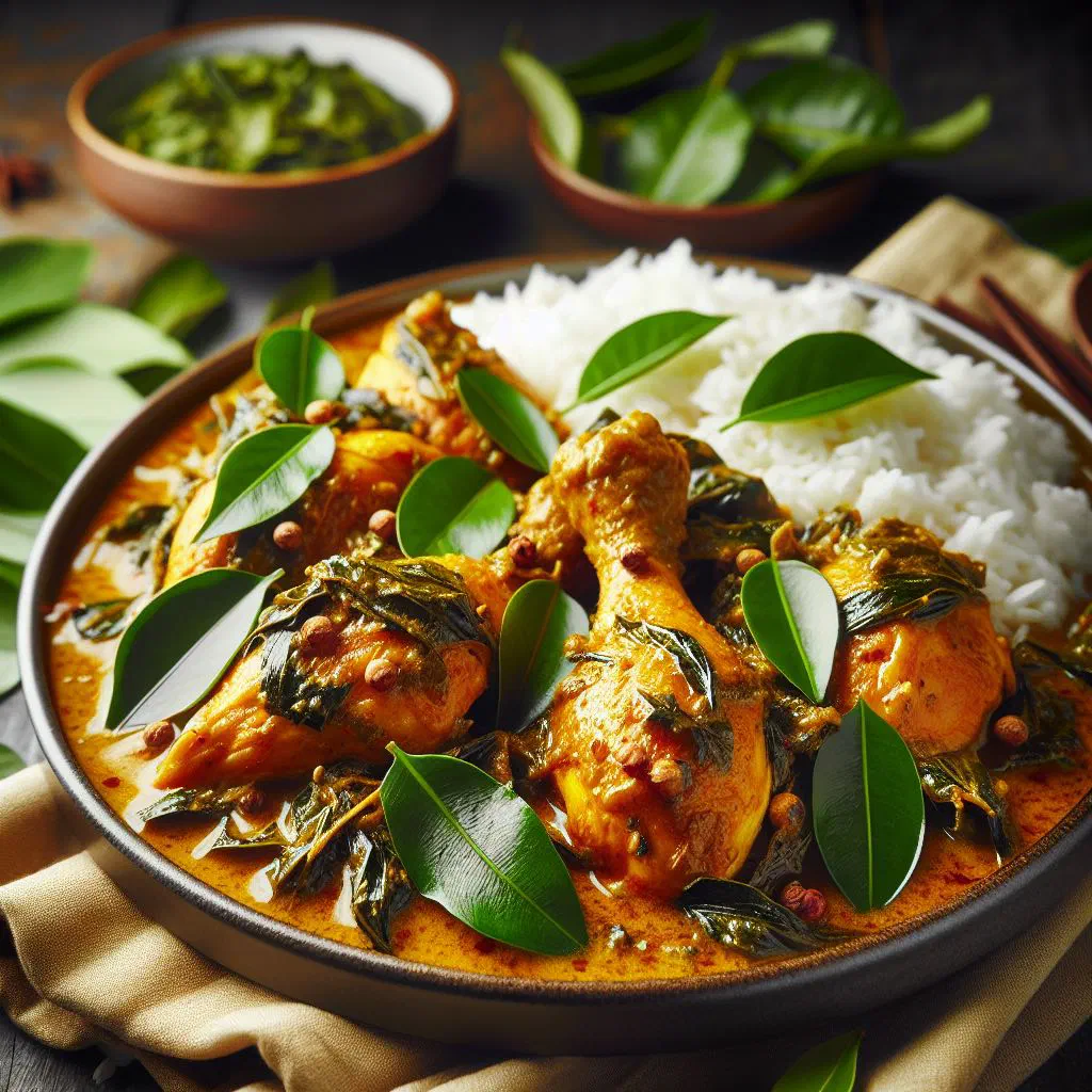 Golden pan-fried chicken pieces tossed with fresh curry leaves and coriander