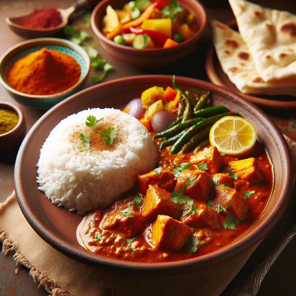 Sri Lankan fish curry in a rich coconut sauce garnished with fresh coriander