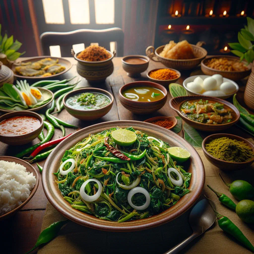 Sri Lankan mallung of chopped leafy greens tossed with grated coconut