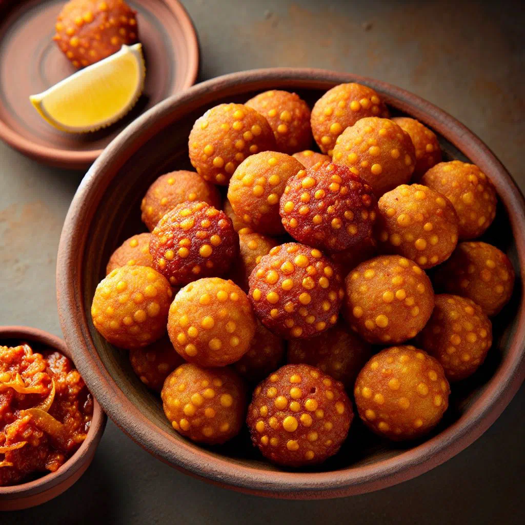 Golden crisp Sri Lankan lentil fritters garnished with fresh coriander