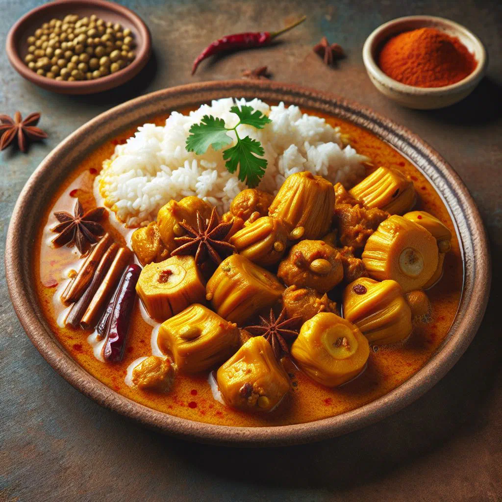 Sri Lankan polos curry of young jackfruit in a rich coconut sauce