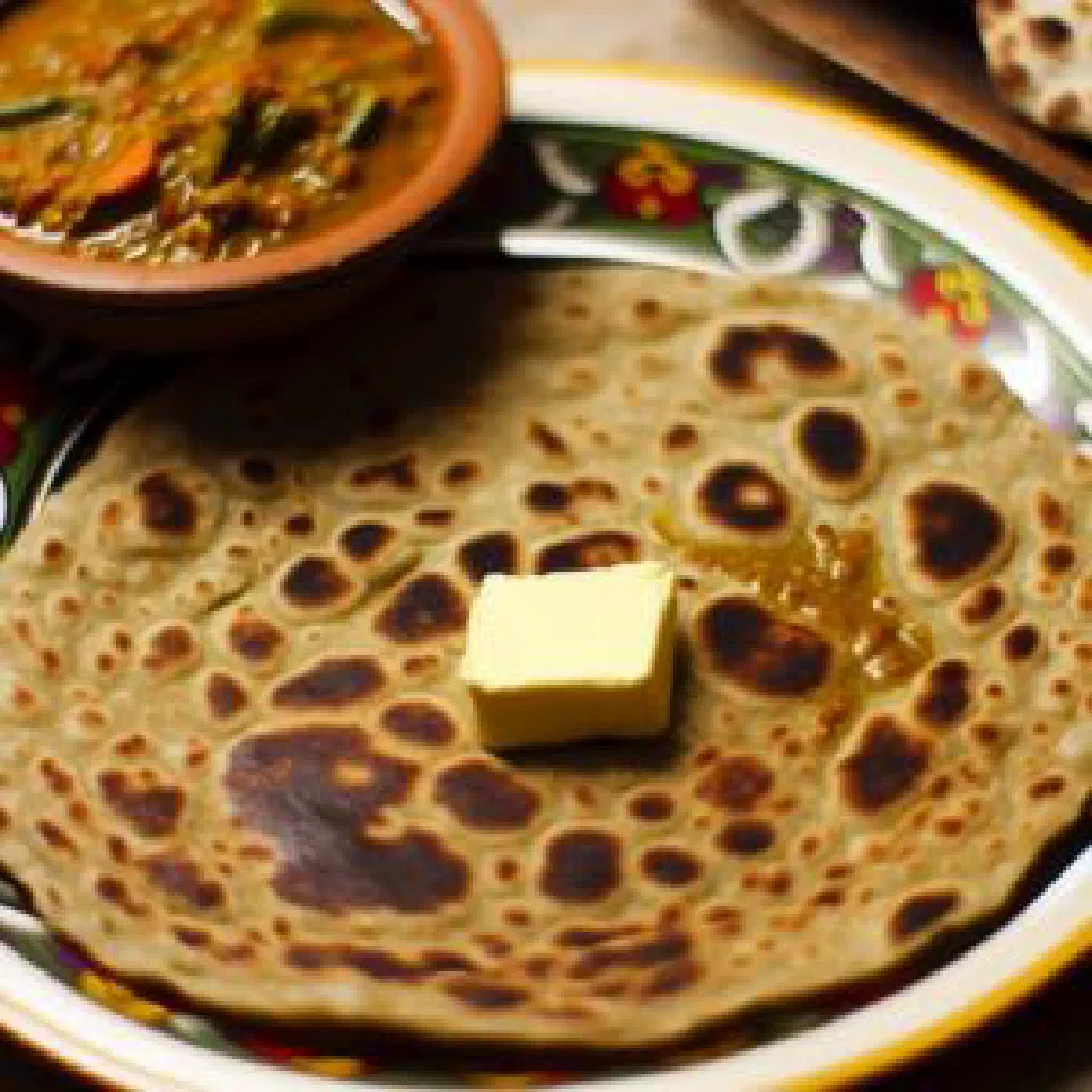 Freshly cooked Sri Lankan roti flatbreads stacked on a plate