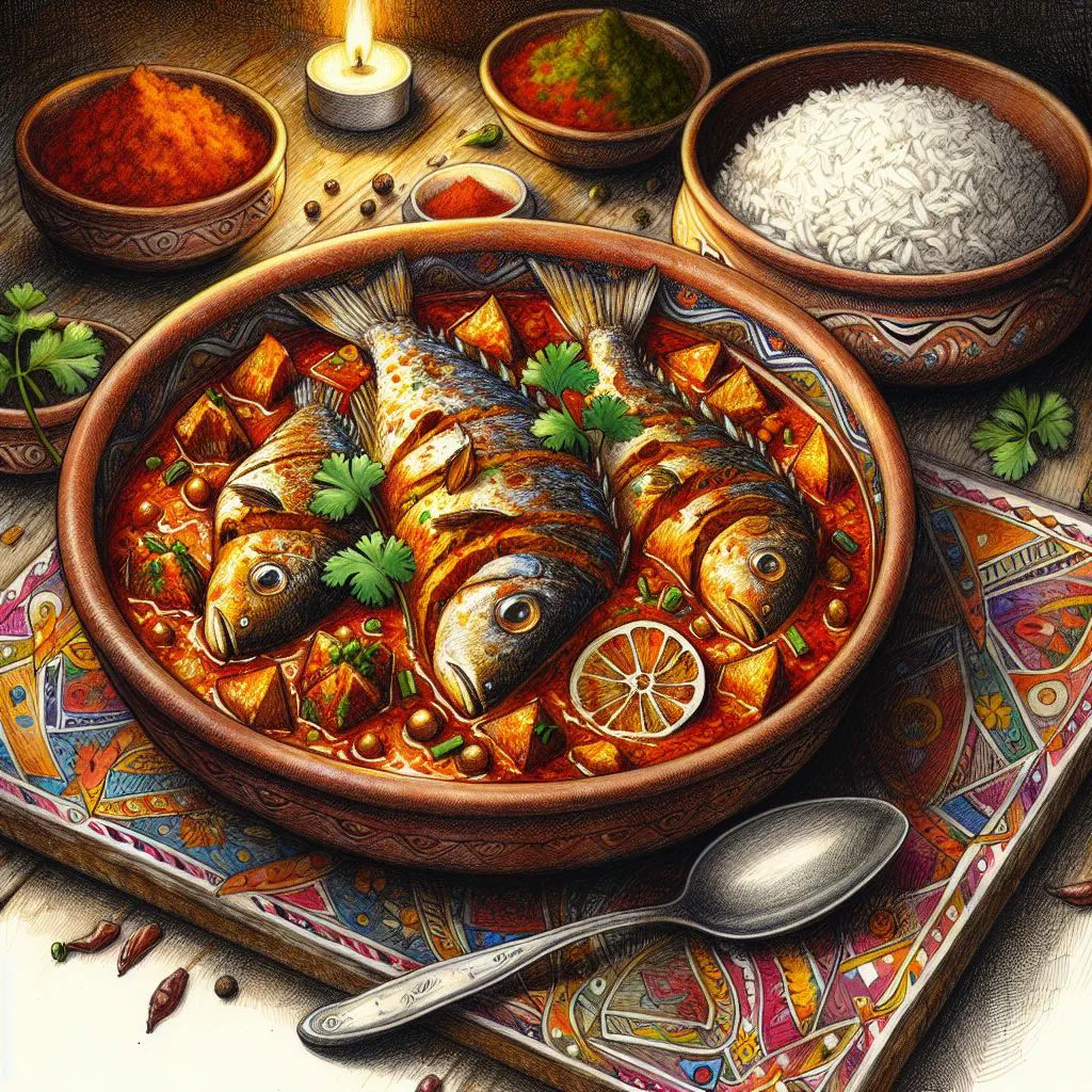 Sri Lankan seer fish curry in a creamy coconut sauce garnished with fresh coriander
