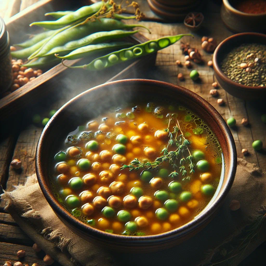 Bowl of Caribbean pigeon peas soup garnished with fresh parsley