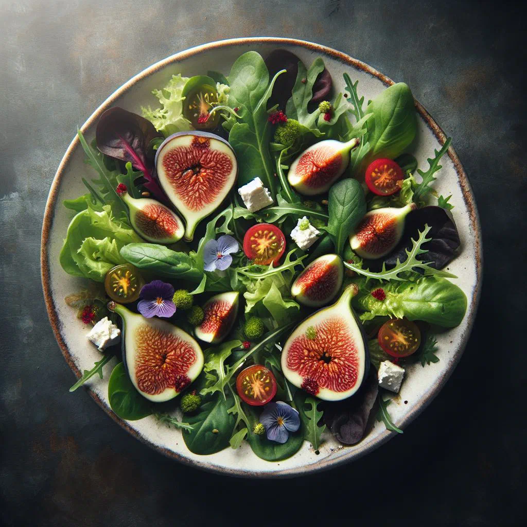 Green fig salad with diced green bananas, tomato, pepper and fresh parsley