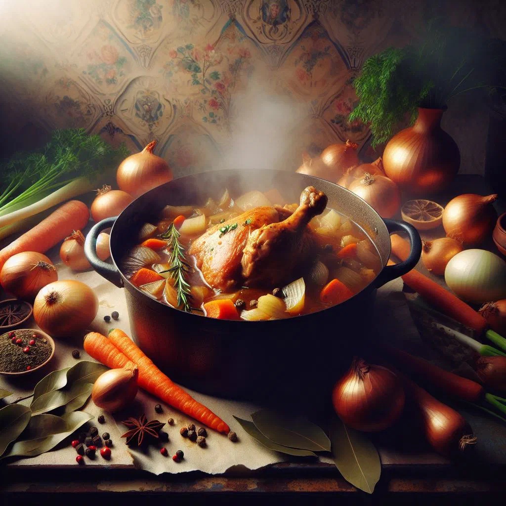 Caribbean stewed chicken with carrots and peppers in a rich sauce