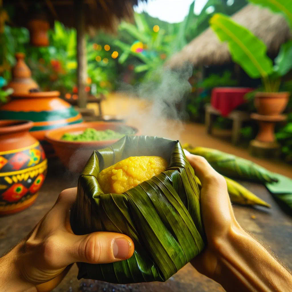 Steamed dukunu parcels unwrapped from banana leaves on a plate