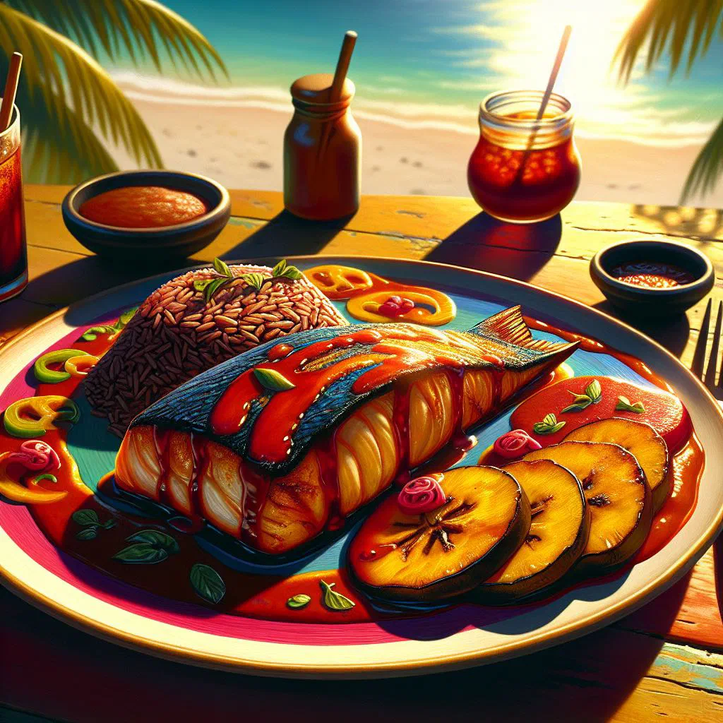 Mahi mahi fillets in a creole sauce of tomatoes and peppers, garnished with fresh herbs