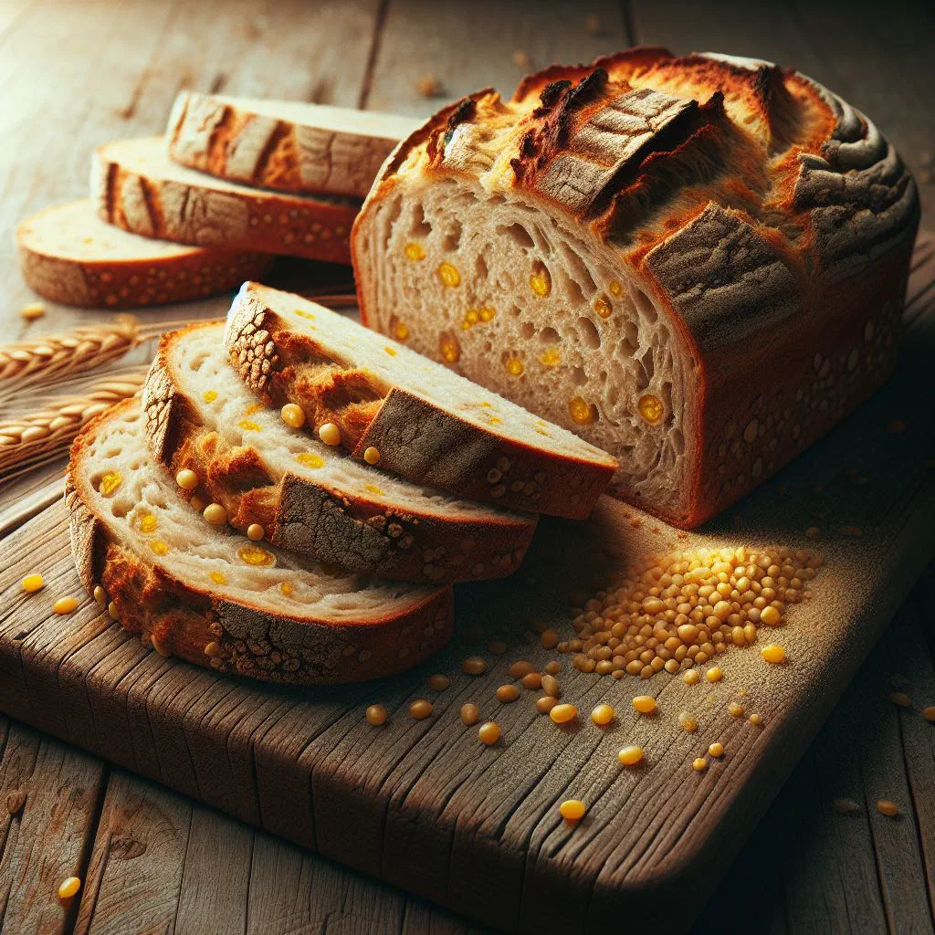 Round Sudanese millet bread on a rustic wooden board