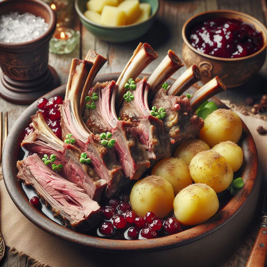 Tender slow-cooked Swedish Hällakött with potatoes, carrots and thyme