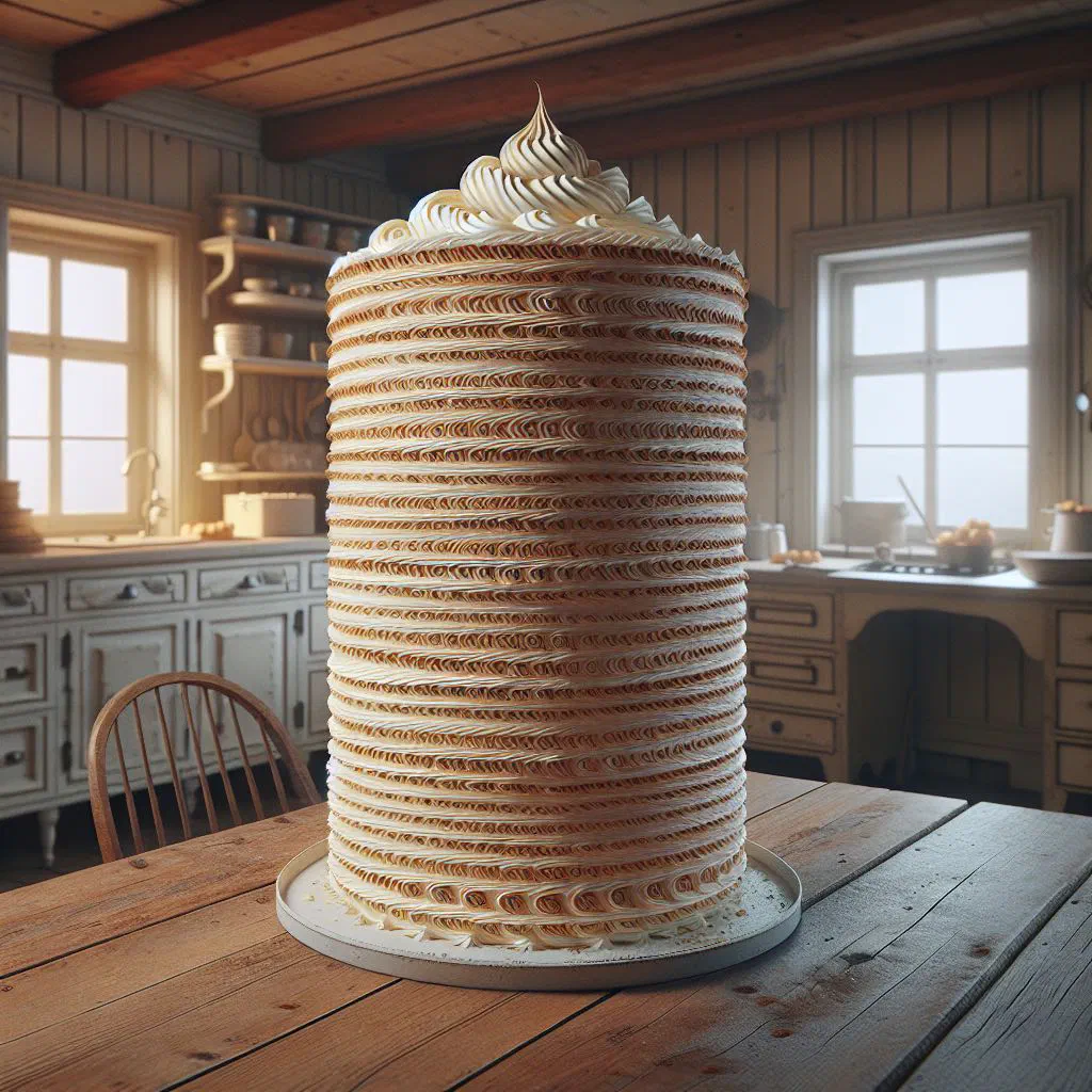 Layered Swedish spettekaka almond cake dusted with icing sugar
