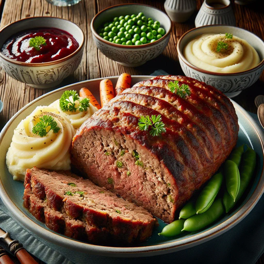 Sliced Swedish meatloaf served with creamy sauce
